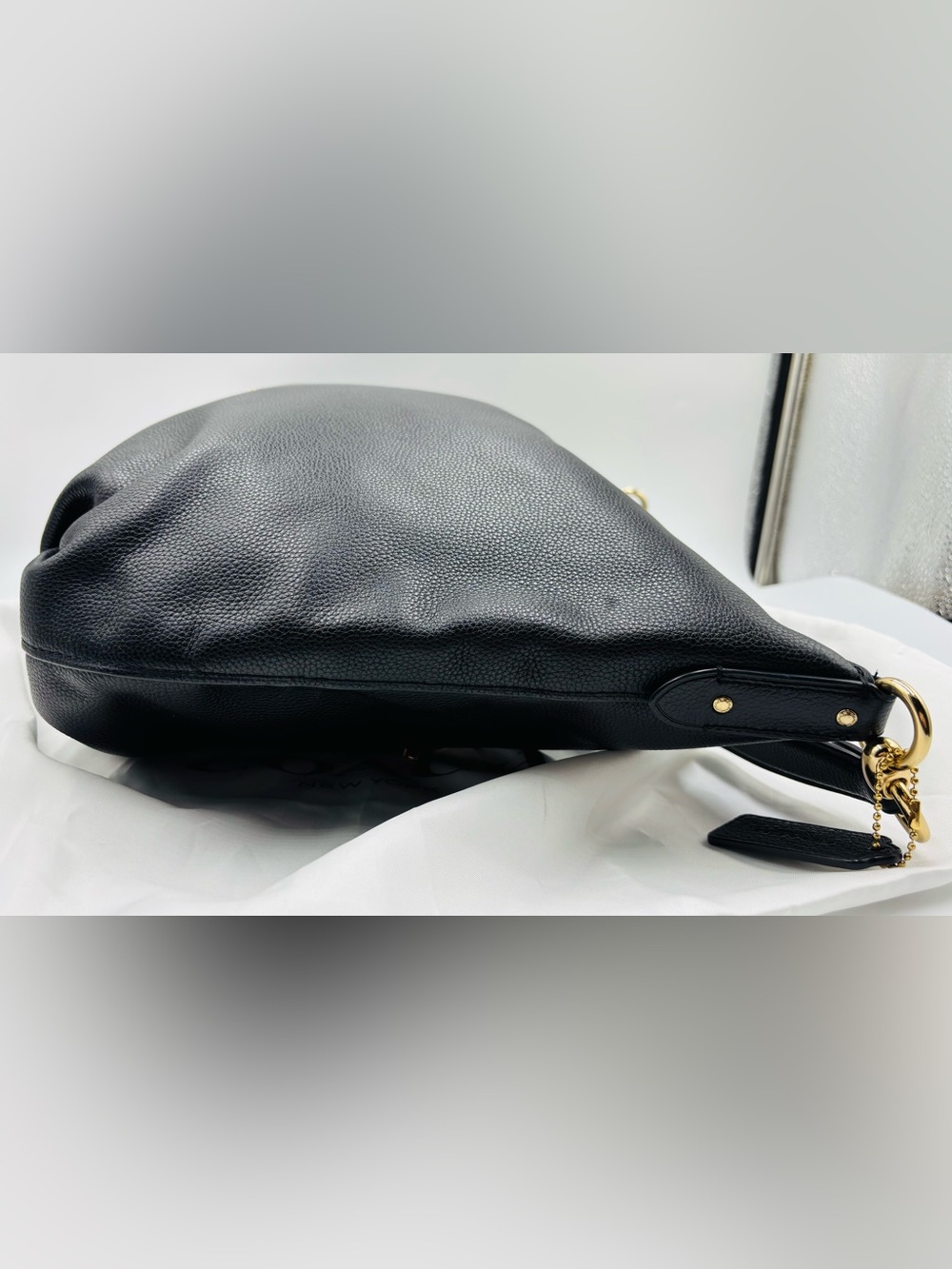 Coach Black Pebbled Leather Shoulder Hobo with Gold Hardware - Picture 6 of 16